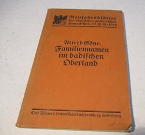 Bild des Verkufers fr Familiennamen im badischen Oberland. zum Verkauf von Ottmar Mller