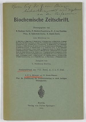 Bild des Verkufers fr ber die Ausfhrung der Formoltitierung in stark farbingen Flssigkeiten. zum Verkauf von Antiq. F.-D. Shn - Medicusbooks.Com