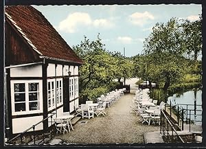 Ansichtskarte Helfern b. Bad Rothenfelde, Café und Pensionshaus zur Klostermühle, Terrasse