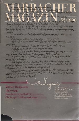 Immagine del venditore per Walter Benjamin : 1892 - 1940 ; eine Ausstellung des Theodor W. Adorno Archivs Frankfurt am Main in Verbindung mit dem Deutschen Literaturarchiv Marbach am Neckar ; [im Schiller-Nationalmuseum Marbach am Neckar und im Literaturhaus Berlin]. bearb. von Rolf Tiedemann, Christoph Gdde und Henri Lonitz. [Hrsg. von Ulrich Ott] / Marbacher Magazin ; 55 venduto da Schrmann und Kiewning GbR