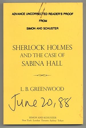 Bild des Verkufers fr Sherlock Holmes and the Case of Sabina Hall zum Verkauf von Between the Covers-Rare Books, Inc. ABAA