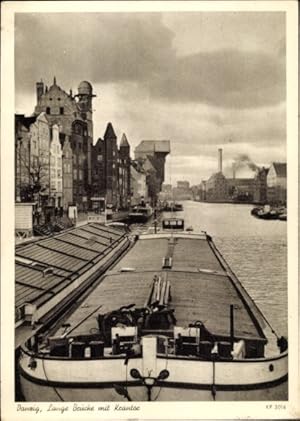 Ansichtskarte / Postkarte Danzig, Lange Brücke mit Krantor, Lastkähne