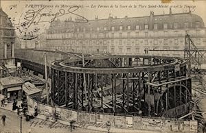 Ansichtskarte / Postkarte Paris I., Die Fermes de la Gare de la Place Saint Michel vor dem Foncage
