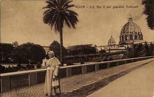 Ansichtskarte / Postkarte Vatikan, Papst Pius X. in den Vatikanischen Gärten, Giuseppe Melchiorre...