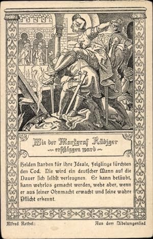 Künstler Ansichtskarte / Postkarte Rethel, Alfred, Aus dem Nibelungenlied, Markgraf Rüdiger
