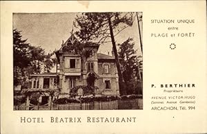 Ansichtskarte / Postkarte Arcachon Gironde, Hotel Beatrix, Restaurant