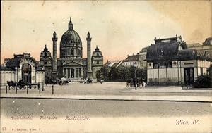 Ansichtskarte / Postkarte Wien 4 Wieden, Karlskirche, Karlsplatz, Stadtbahnhof