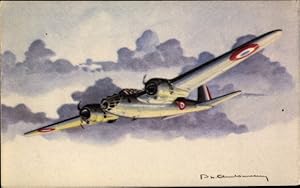 Künstler Ansichtskarte / Postkarte Französisches Militärflugzeug Amiot 350