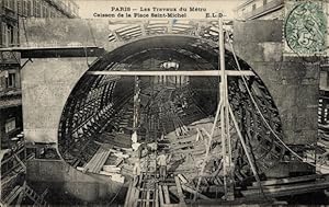 Ansichtskarte / Postkarte Paris, U-Bahn-Bauten, Senkkasten des Place St. Michel