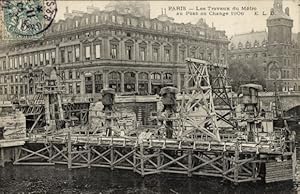 Ansichtskarte / Postkarte Paris, Metroarbeiten am Pont au Change 1906