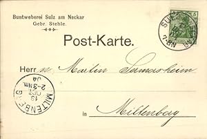Bild des Verkufers fr Ansichtskarte / Postkarte Sulz am Neckar, Buntweberei, Gebr. Stehle zum Verkauf von akpool GmbH