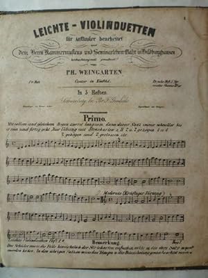 Leichte Violinduetten für Anfänger bearbeitet und dem Herzogl. S. Coburg. Gothaisch Kammermusicus...