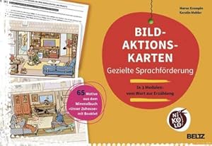 Seller image for Bild-Aktionskarten - Gezielte Sprachfrderung : In 3 Modulen: vom Wort zur Erzhlung. 65 Motive aus dem Wimmelbuch Unser Zuhause mit Booklet for sale by AHA-BUCH GmbH