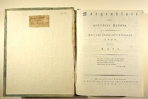 Seller image for Morgenblatt fr gebildete Stnde. 22. Jg, 1828, Juli-September, Heft 157-235; Literatur-Blatt 53-79; Intelligenz-Blatt 21-33; Kunst-Blatt 53-78 in einem Band. for sale by Versandantiquariat Christine Laist