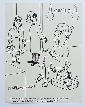 'Don't You think he's Getting a Trifle Big to be Weighd Like this Now' Hand drawn Cartoon