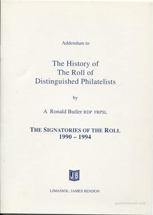 Imagen del vendedor de Addendum to The History of the Roll of Distinguished Philatelists a la venta por Pennymead Books PBFA