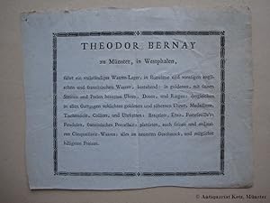 Flugblatt: Theodor Bernay zu Münster, in Westphalen. Werbeschrift des Kaufmanns für sein "vollstä...