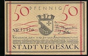 Bild des Verkufers fr Notgeld Vegesack 1921, 50 Pfennig, Wappen und Kirche zum Verkauf von Bartko-Reher
