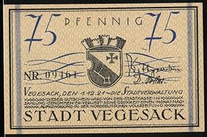 Bild des Verkufers fr Notgeld Vegesack 1921, 75 Pfennig, Wappen und Dampfer zum Verkauf von Bartko-Reher