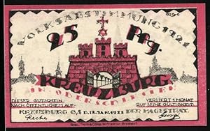 Bild des Verkufers fr Notgeld Kreuzburg 1921, 25 Pfennig, Wappen, Geburtsort von Gustav Freytag zum Verkauf von Bartko-Reher