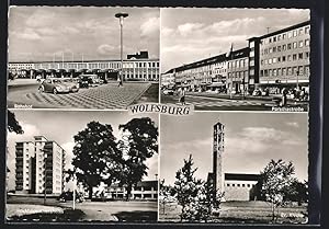 Seller image for Ansichtskarte Wolfsburg / Volkswagenstadt, Bahnhof, Porschestrasse, Hochhaus / Altersheim for sale by Bartko-Reher