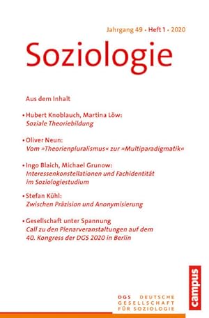 Bild des Verkufers fr Soziologie 1/2020: Forum der Deutschen Gesellschaft fr Soziologie (Soziologie, 202001) zum Verkauf von Studibuch