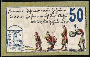 Bild des Verkufers fr Notgeld Ennigerloh 1921, 50 Pfennig, Menschen am Finanzamt, Teufel zum Verkauf von Bartko-Reher