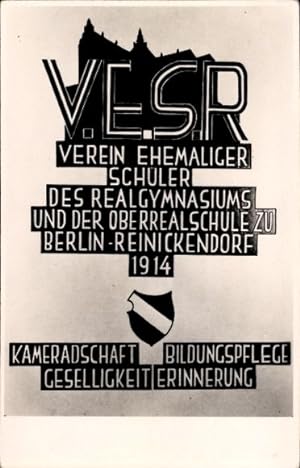 Studentika Ansichtskarte / Postkarte VESR, Verein ehemaliger Schüler des Realgymnasiums zu Berlin...