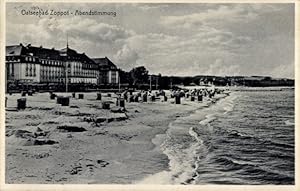 Ansichtskarte / Postkarte Sopot Zoppot Danzig, Strand, Abendstimmung