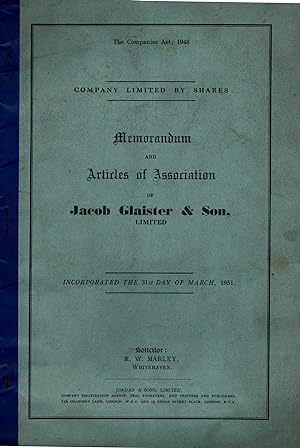Memorandum and Articles of Association of Jacob Glaister & Son Limited