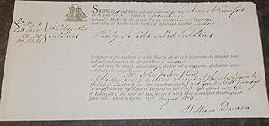 Receipt for 36 casks of salted sealskins shipped from Quebec to London on the Crescent, 12th Augu...