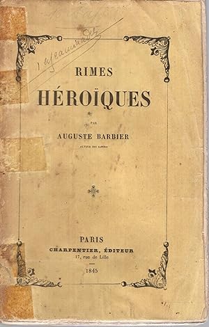 Imagen del vendedor de Rimes hroques a la venta por Librairie Diona