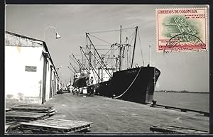 Postcard Barranquilla, Terminal Maritimo, Dampfer