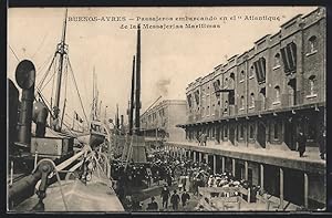 Postcard Buenos-Ayres, Passajeros embarcando en el Atlantique de las Messajerias Maritimas