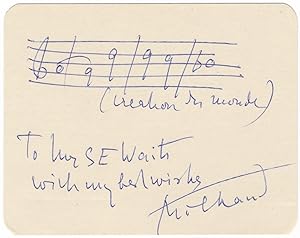 Autograph musical quotation from the composer's noted jazz-inspired work, La Création du Monde, s...