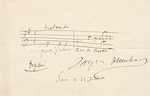 Autograph musical quotation from the composer's opera, Orphée aux enfers, signed in full
