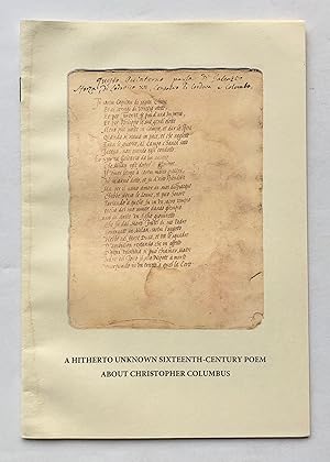 Image du vendeur pour A Hitherto Unknown Sixteenth-Century Poem About Christopher Columbus mis en vente par George Ong Books