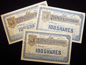Three Bay State Gas Company Stock Certificates 1908 - 1909