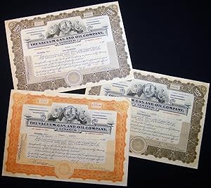 Image du vendeur pour Three Vacuum Gas and Oil Company, Limited Stock Certificates 1917 mis en vente par Certain Books, ABAA