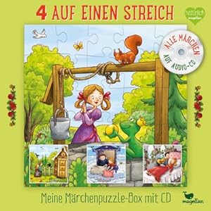 Bild des Verkufers fr 4 auf einen Streich - Meine Märchenpuzzle-Box (Kinderpuzzle) : Alle Märchen auf Audio-CD zum Verkauf von AHA-BUCH GmbH