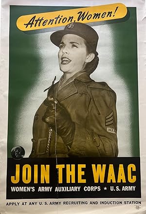 Original Vintage WAAC Recruitment Poster (Women's Army Auxiliary Corps)