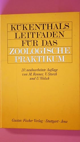 Seller image for KKENTHALS LEITFADEN FR DAS ZOOLOGISCHE PRAKTIKUM. for sale by HPI, Inhaber Uwe Hammermller