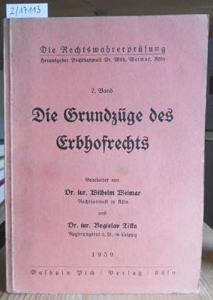 Imagen del vendedor de Die Grundzge des Erbhofrechts. a la venta por Versandantiquariat Trffelschwein