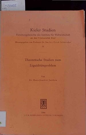 Seller image for Theoretische Studien zum Liquidittsproblem. 75 for sale by Antiquariat Bookfarm