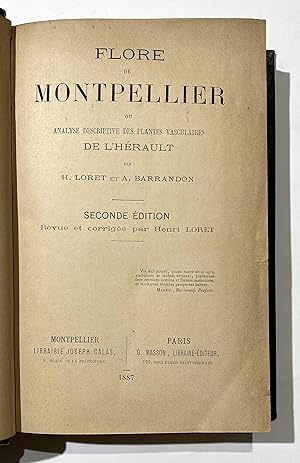 Bild des Verkufers fr Flore de Montpellier ou analyse descriptive des plantes vasculaires de l'Herault. zum Verkauf von Antiquariat Steffen Vlkel GmbH