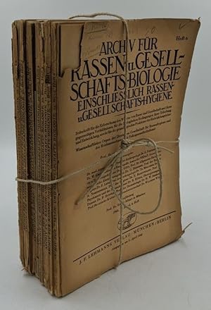 Bild des Verkufers fr Archiv fr Rassen- und Gesellschaftsbiologie einschlielich Rassen- und Gesellschaftshygiene - Konvolut mit 12 Heften aus 3 Bnden [Jahrgngen] : 34. Band, 6. Heft (1941) / 35. Band, 1 - 5 Heft (1941-1942) / 36. Band, 1. - 6. Heft (1942-1943) (=Zeitschrift fr die Erforschung des Wesens von Rasse und Gesellschaft und ihres gegenseitigen Verhltnisses fr die biologischen Bedingungen ihrer Erhaltung und Entwicklung sowie fr die grundlegenden Probleme der Entwicklungslehre / wissenschaftliches Organ der Deutschen Gesellschaft fr Rassenhygiene und des Reichsausschusses fr Volksgesundheitsdienst). zum Verkauf von Antiquariat Thomas Haker GmbH & Co. KG