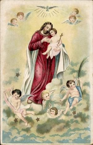 Ansichtskarte / Postkarte Engel und Jesus im Himmel