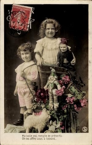 Ansichtskarte / Postkarte Kinder mit Puppen und Plüschtier