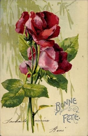 Präge Ansichtskarte / Postkarte Glückwunsch, Rosenblüten