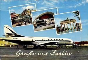 Ansichtskarte / Postkarte Berlin Reinickendorf Tegel, Flughafen, Brandenburger Tor, Air France, C...